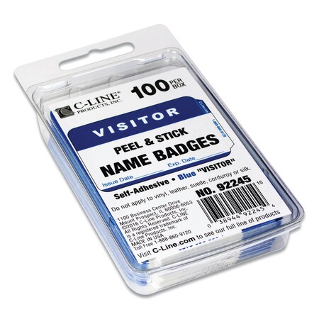 C-Line Self-Adhesive Name Badges, Hello My Name Is, Blue, 3.5 x 2.25, PK100 CLI92245